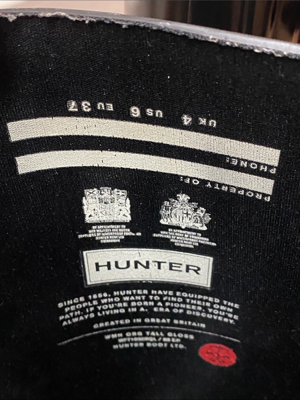 HUNTER Original Tall Gloss Rain Boot Women's Size 6 WFT1000RGL-BLK - Picture 12 of 14